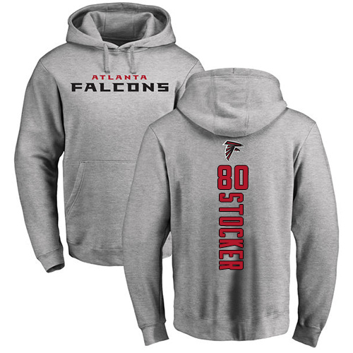 Atlanta Falcons Men Ash Luke Stocker Backer NFL Football #80 Pullover Hoodie Sweatshirts
